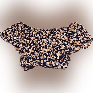 Off the Shoulder Floral Flow Loose Tropical Top